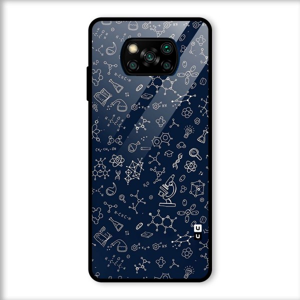 Chemistry Doodle Art Glass Back Case for Poco X3