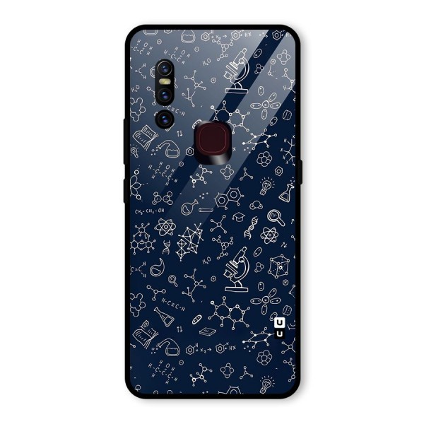 Chemistry Doodle Art Glass Back Case for Vivo V15