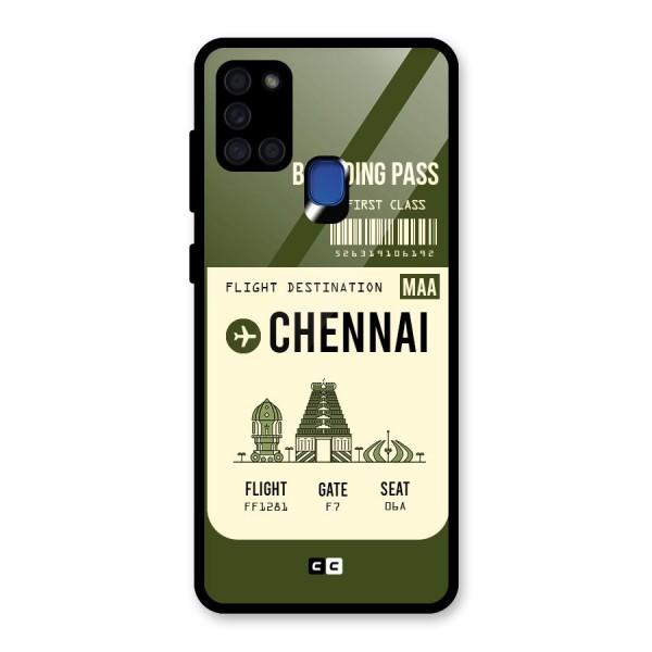 Chennai Boarding Pass Glass Back Case for Galaxy A21s