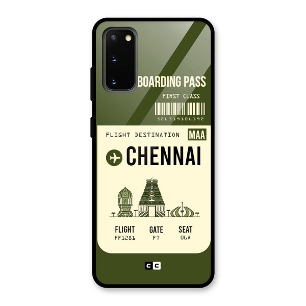 Chennai Boarding Pass Glass Back Case for Galaxy S20