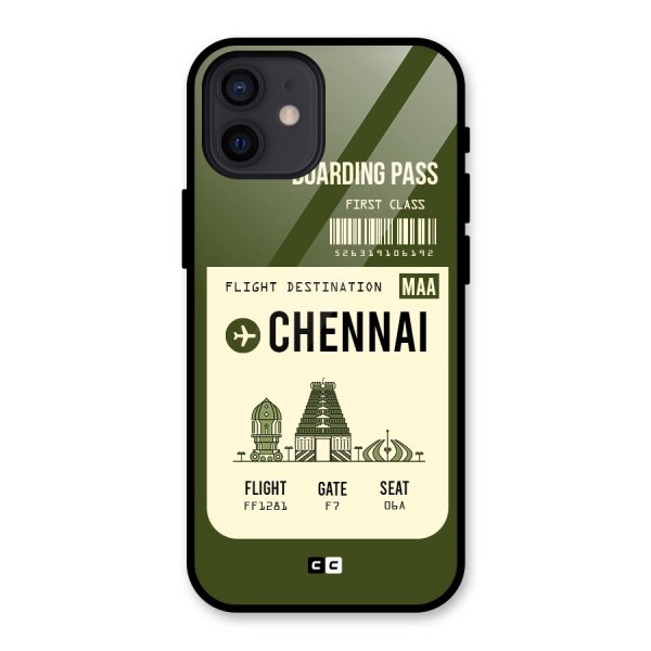 Chennai Boarding Pass Glass Back Case for iPhone 12