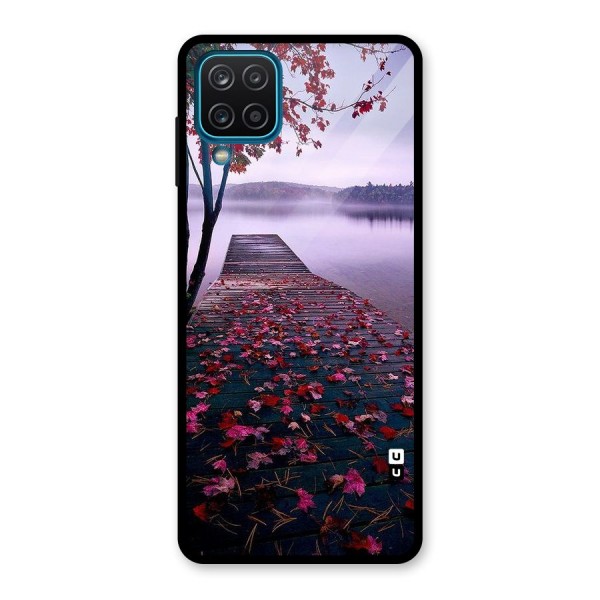 Cherry Blossom Dock Glass Back Case for Galaxy A12