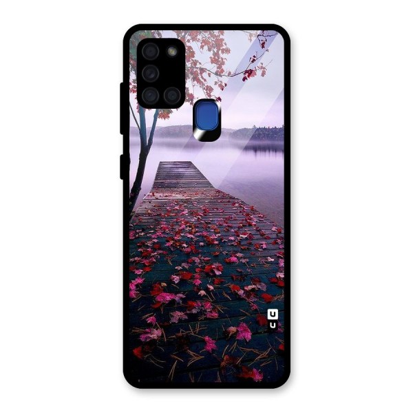 Cherry Blossom Dock Glass Back Case for Galaxy A21s