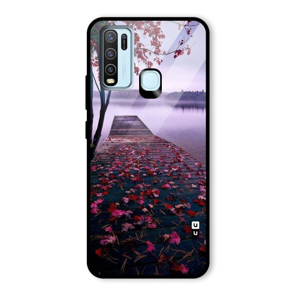 Cherry Blossom Dock Glass Back Case for Vivo Y50