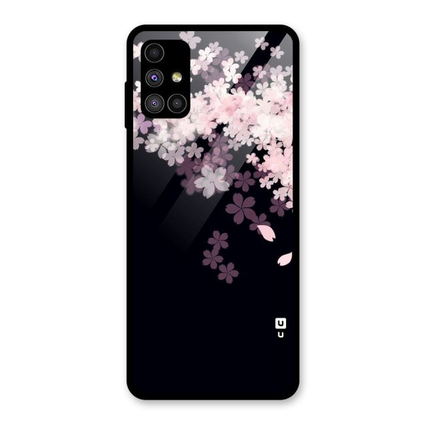 Cherry Flowers Pink Glass Back Case for Galaxy M51