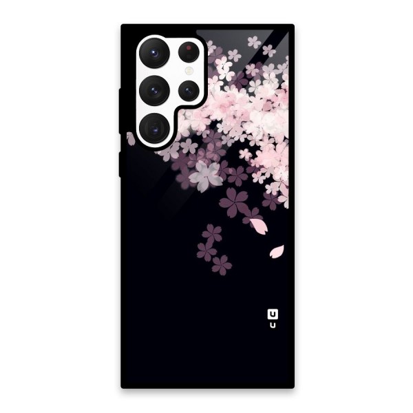 Cherry Flowers Pink Glass Back Case for Galaxy S22 Ultra 5G
