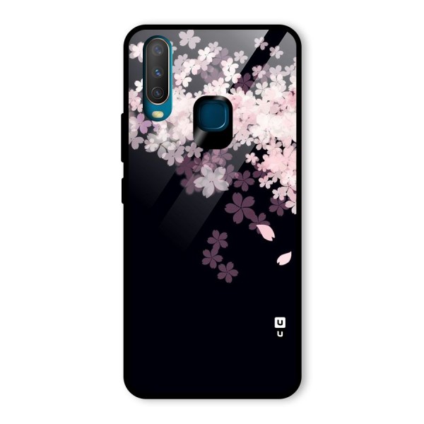 Cherry Flowers Pink Glass Back Case for Vivo Y15