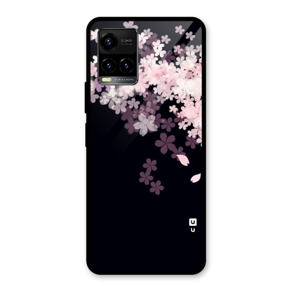 Cherry Flowers Pink Glass Back Case for Vivo Y21A