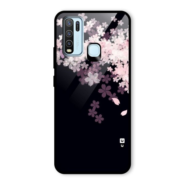 Cherry Flowers Pink Glass Back Case for Vivo Y50