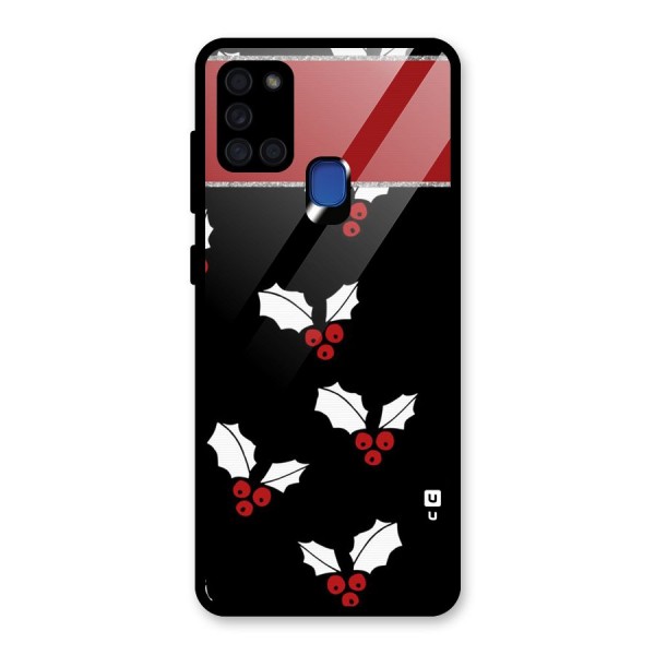 Cherry Leaf Design Glass Back Case for Galaxy A21s