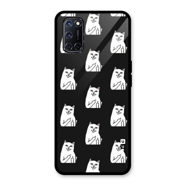 Chill Cat Pattern Glass Back Case for Oppo A52