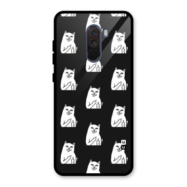 Chill Cat Pattern Glass Back Case for Poco F1