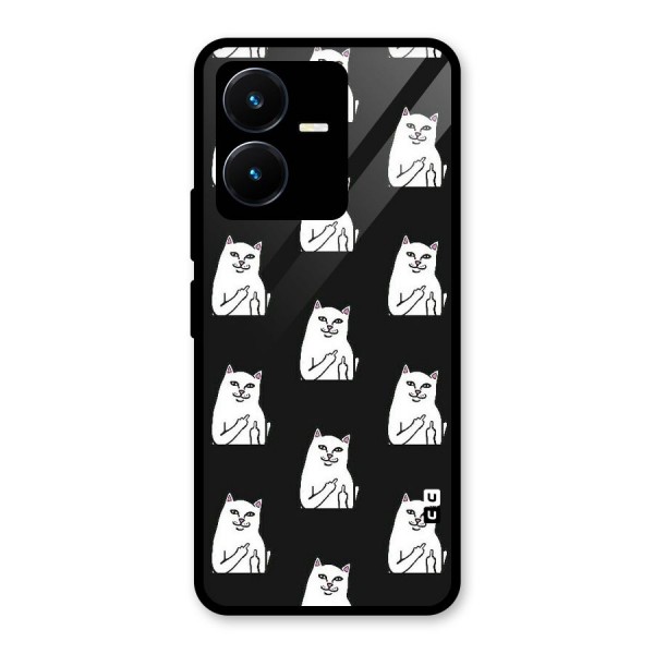 Chill Cat Pattern Glass Back Case for Vivo Y22