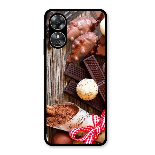 Chocolate Candies Glass Back Case for Oppo A17