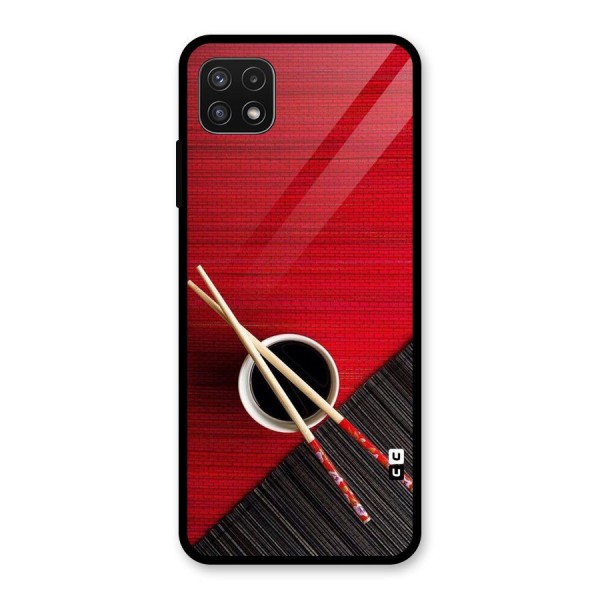 Chopstick Design Glass Back Case for Galaxy A22 5G