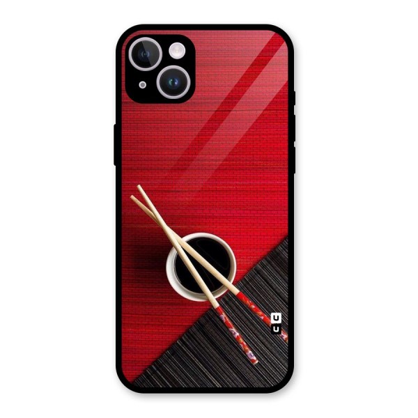 Chopstick Design Glass Back Case for iPhone 14 Plus