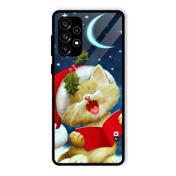 Christmas Cat Glass Back Case for Galaxy A73 5G