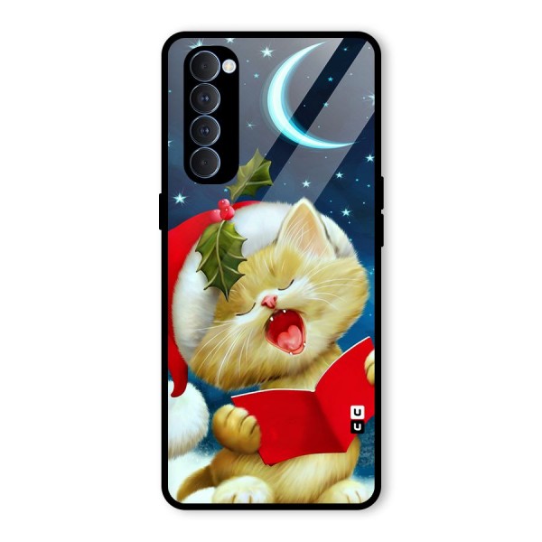 Christmas Cat Glass Back Case for Oppo Reno4 Pro