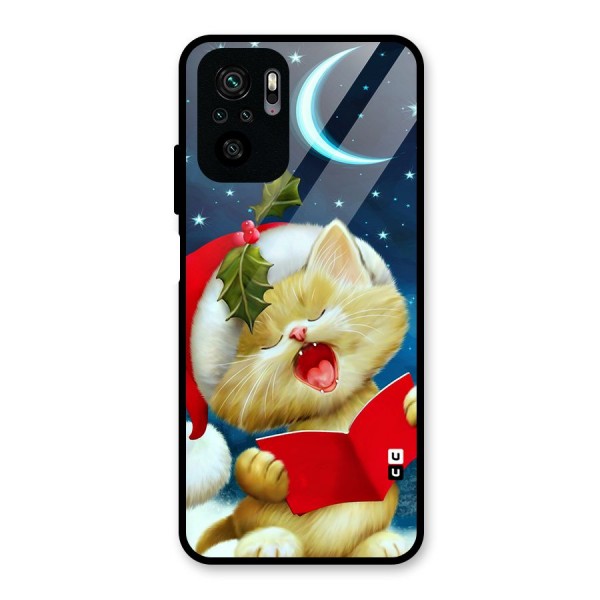 Christmas Cat Glass Back Case for Redmi Note 10