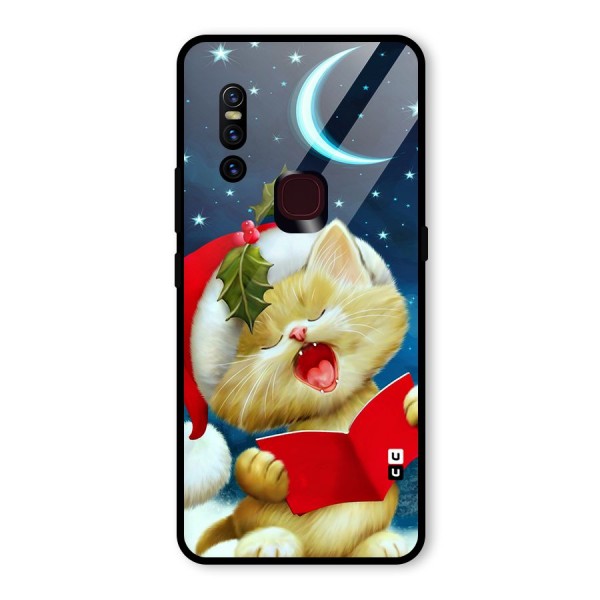 Christmas Cat Glass Back Case for Vivo V15