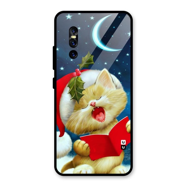 Christmas Cat Glass Back Case for Vivo V15 Pro