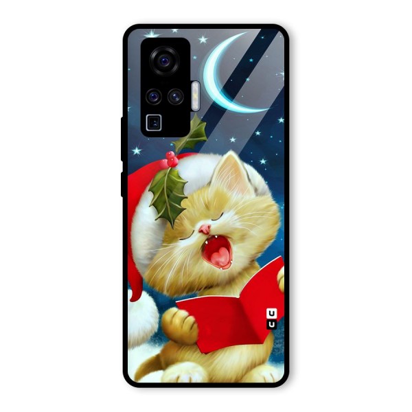 Christmas Cat Glass Back Case for Vivo X50 Pro