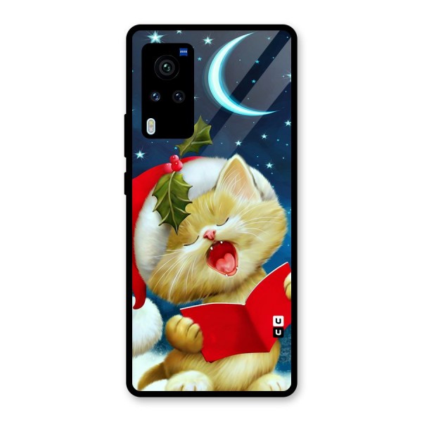 Christmas Cat Glass Back Case for Vivo X60 Pro