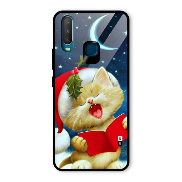 Christmas Cat Glass Back Case for Vivo Y12