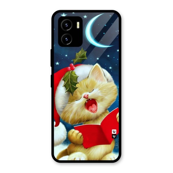 Christmas Cat Glass Back Case for Vivo Y15s