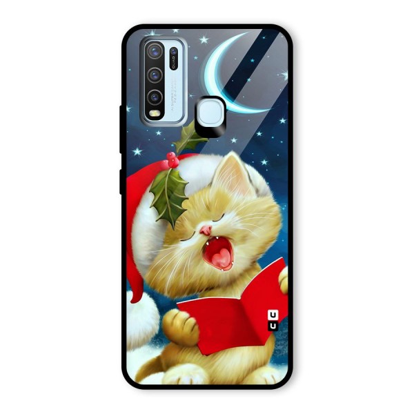 Christmas Cat Glass Back Case for Vivo Y30