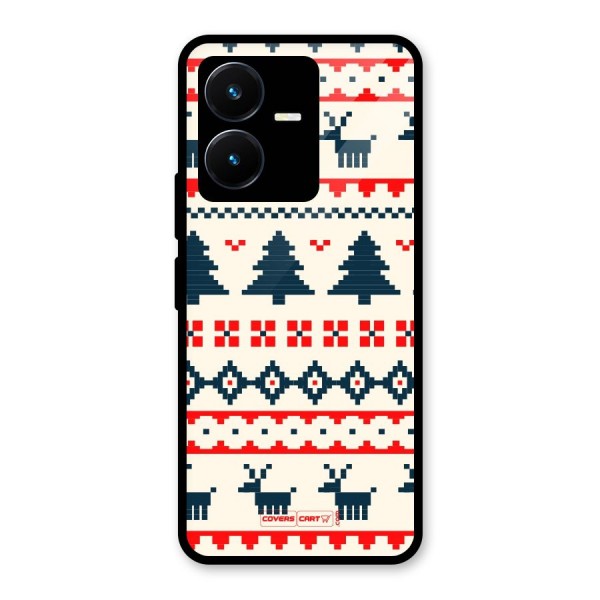 Christmas Design Pattern Glass Back Case for Vivo Y22