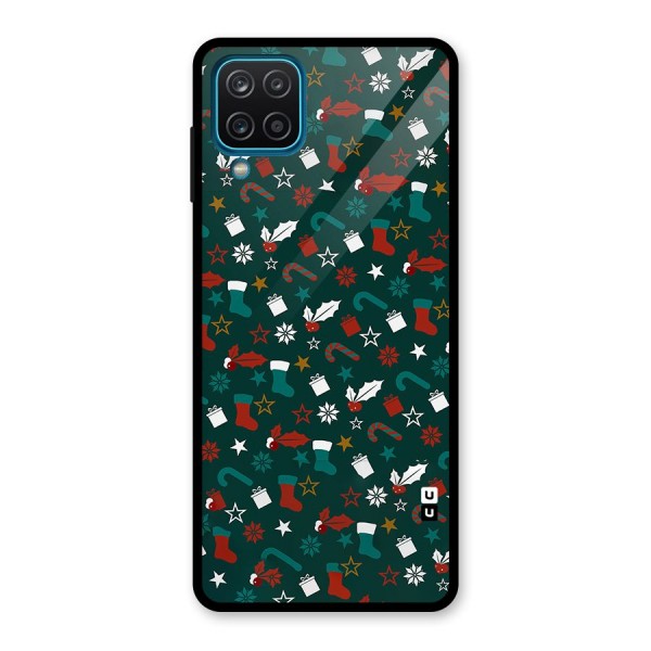 Christmas Pattern Design Glass Back Case for Galaxy A12