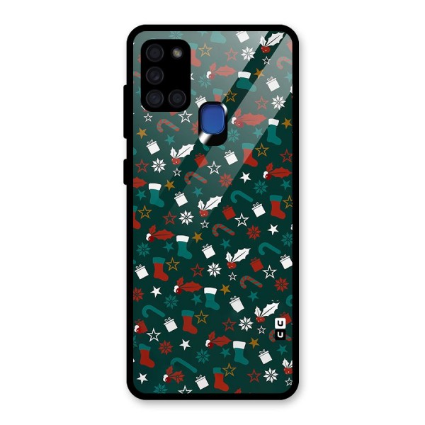 Christmas Pattern Design Glass Back Case for Galaxy A21s