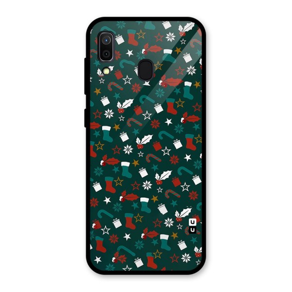 Christmas Pattern Design Glass Back Case for Galaxy A30