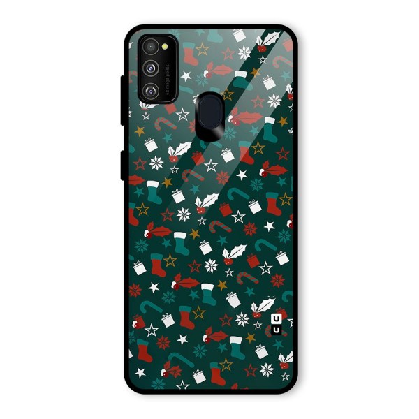 Christmas Pattern Design Glass Back Case for Galaxy M21