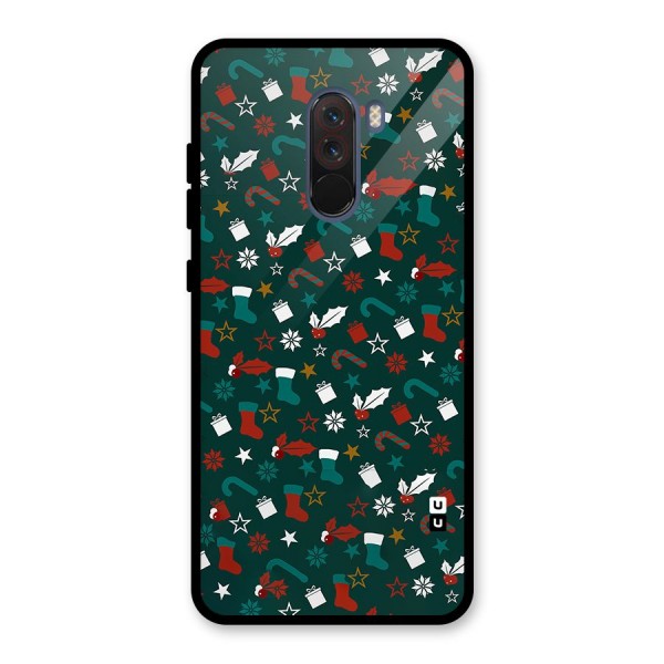 Christmas Pattern Design Glass Back Case for Poco F1