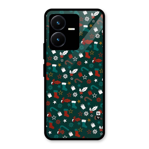 Christmas Pattern Design Glass Back Case for Vivo Y22