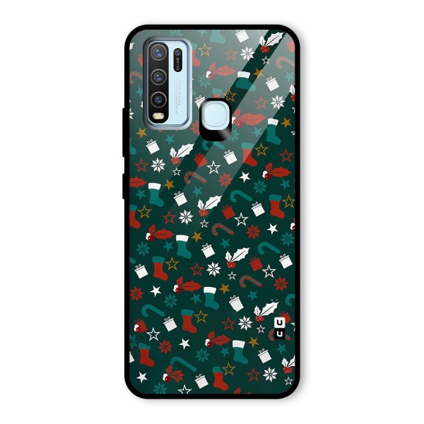 Christmas Pattern Design Glass Back Case for Vivo Y50