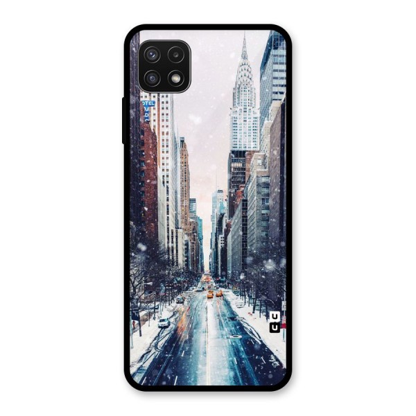 City Snow Glass Back Case for Galaxy A22 5G