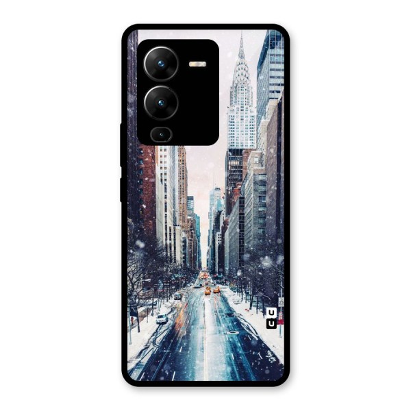 City Snow Glass Back Case for Vivo V25 Pro