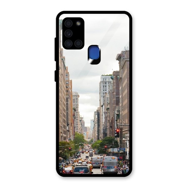 City Street View Glass Back Case for Galaxy A21s