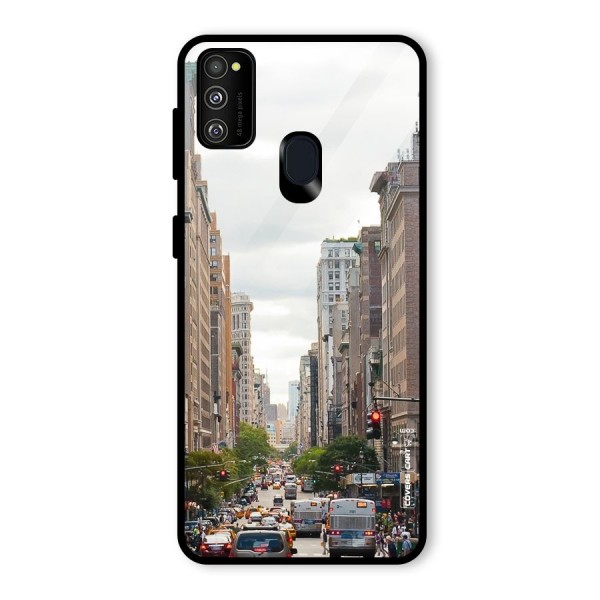 City Street View Glass Back Case for Galaxy M21