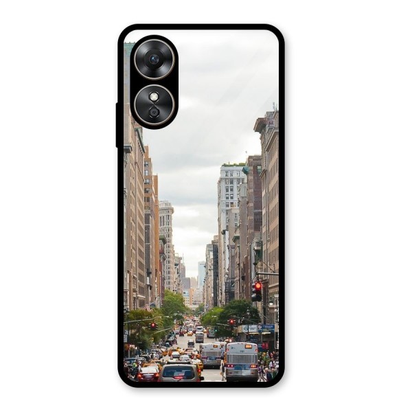 City Street View Glass Back Case for Oppo A17