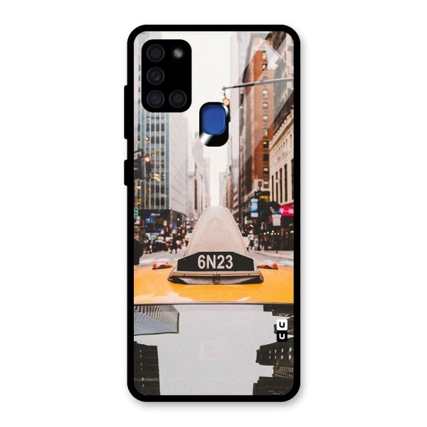 City Taxi Glass Back Case for Galaxy A21s