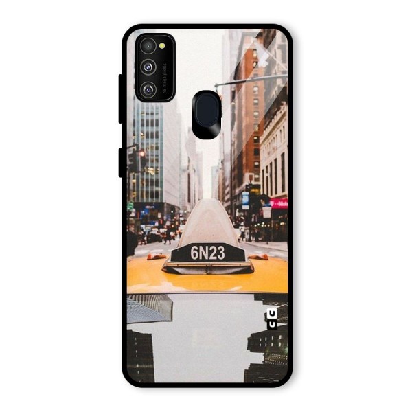 City Taxi Glass Back Case for Galaxy M21