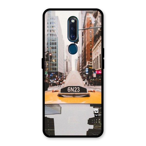 City Taxi Glass Back Case for Oppo F11 Pro