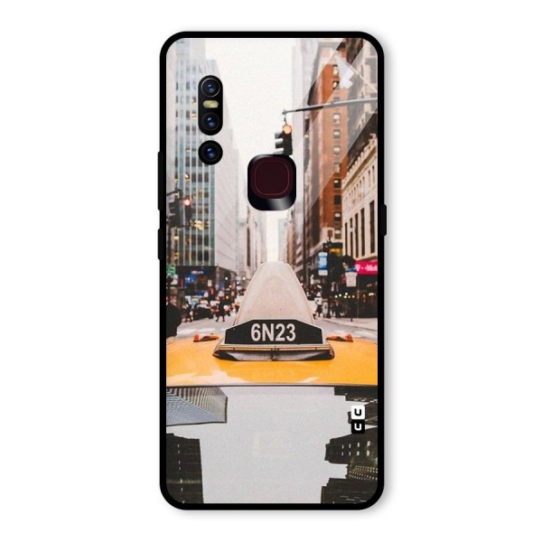 City Taxi Glass Back Case for Vivo V15