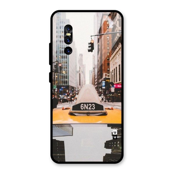 City Taxi Glass Back Case for Vivo V15 Pro