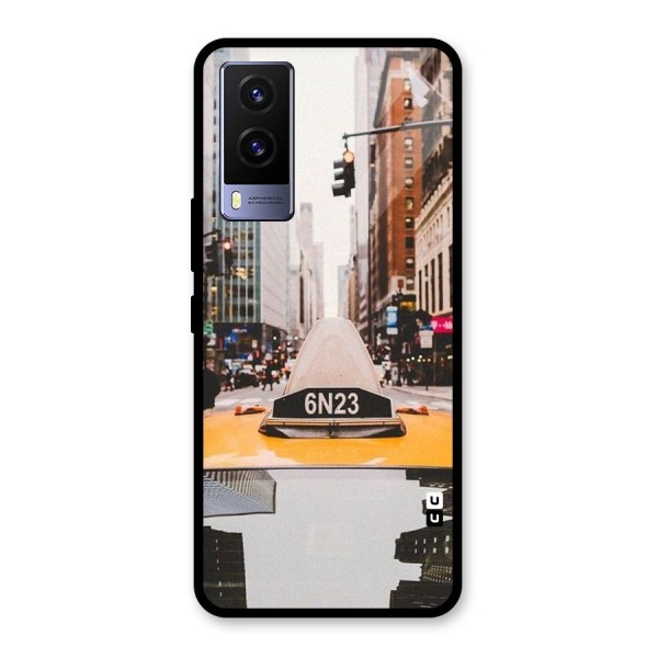 City Taxi Glass Back Case for Vivo V21e 5G