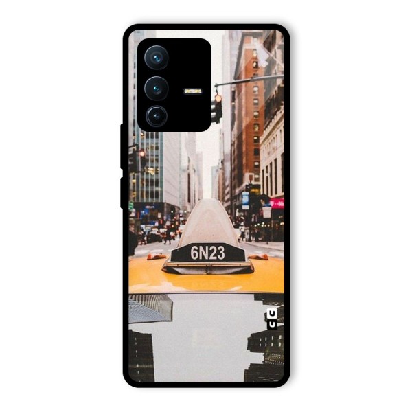 City Taxi Glass Back Case for Vivo V23 Pro